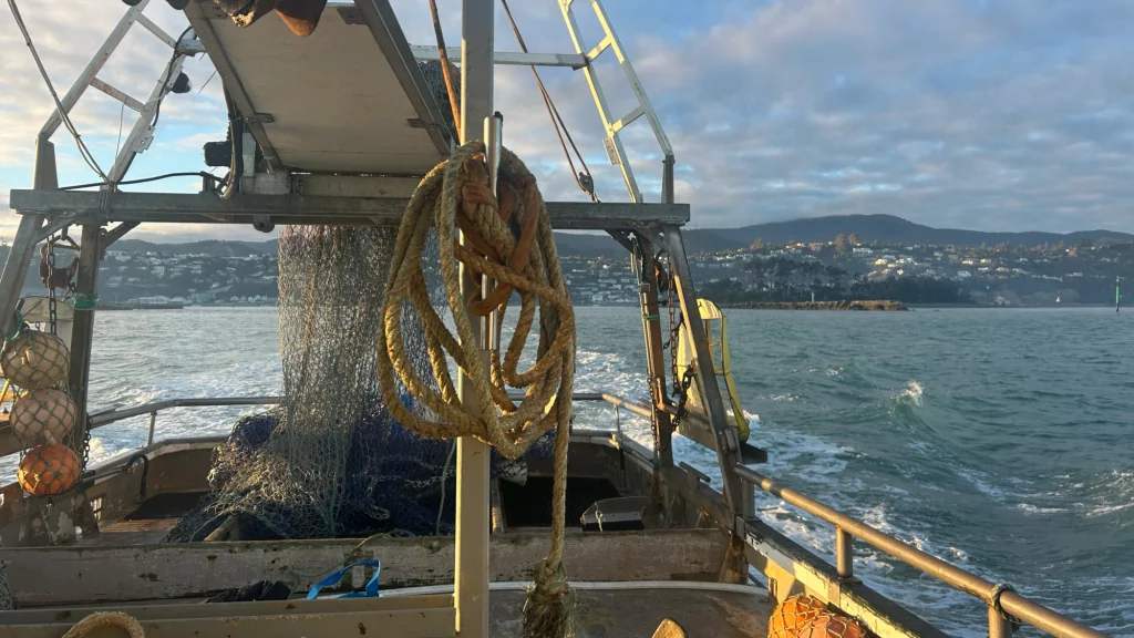 okarito vessel in new zealand during codend release trials